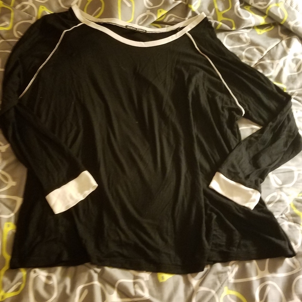 Moral Fiber Black Boatneck Top 2x